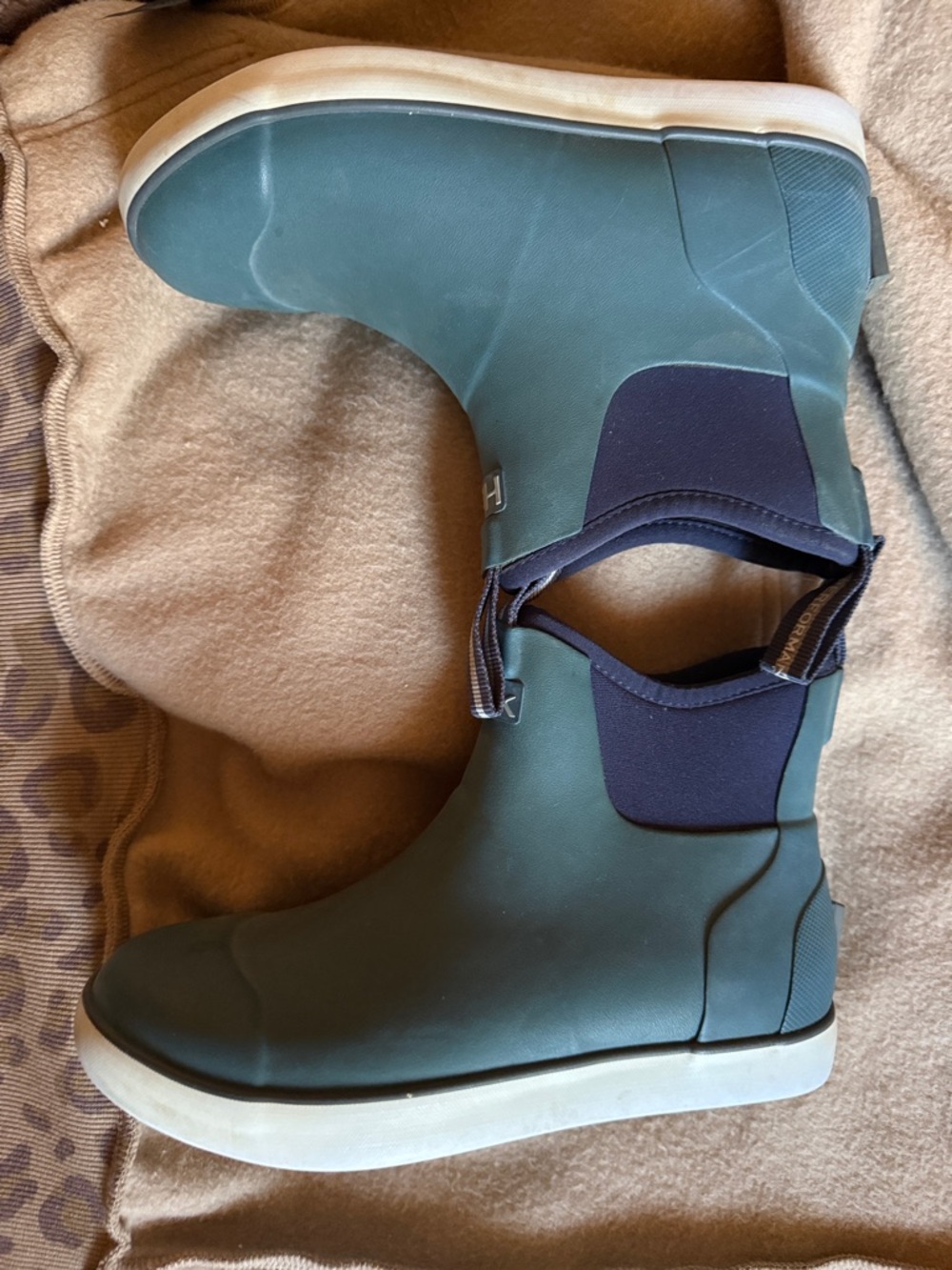 Huk Teal Slip-On Waterproof Boots with Navy Trim - Picture 4 of 4